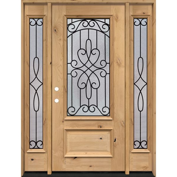 Lite Knotty Alder Wood Door Unit With Sidelites Door