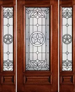 Hamilton Star 3/4 Lite Mahogany Prehung Door Unit with Sidelites #7144