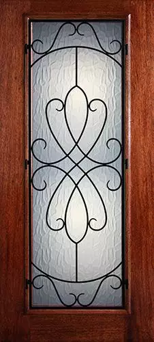 Hamilton Full Lite Grille Mahogany Wood Door Slab #7442