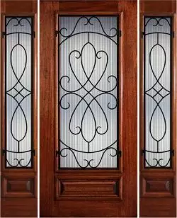 Hamilton 3/4 Lite Grille Mahogany Prehung Door Unit with Sidelites #7454