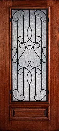 Hamilton 3/4 Lite Grille Mahogany Wood Door Slab #7461