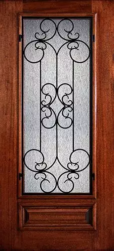 Hamilton 3/4 Lite Grille Mahogany Wood Door Slab #7474