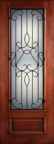 Hamilton 8'0" Tall 3/4 Lite Grille Mahogany Wood Door Slab #7491