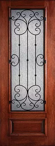 Hamilton 8'0" Tall 3/4 Lite Grille Mahogany Wood Door Slab #7512