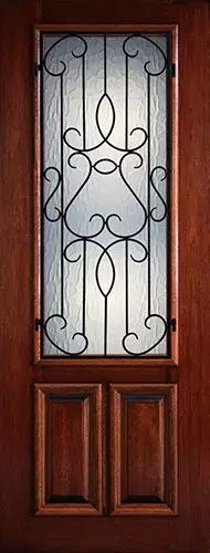 Hamilton 8'0" Tall 2/3 Lite Grille Mahogany Wood Door Slab #7521