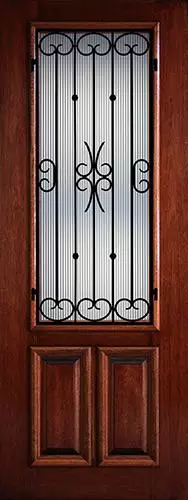 Hamilton 8'0" Tall 2/3 Lite Grille Mahogany Wood Door Slab #7522