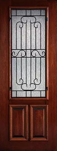 Hamilton 8'0" Tall 2/3 Lite Grille Mahogany Wood Door Slab #7531