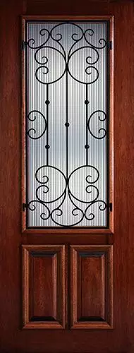 Hamilton 8'0" Tall 2/3 Lite Grille Mahogany Wood Door Slab #7532