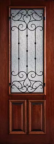 Hamilton 8'0" Tall 2/3 Lite Grille Mahogany Wood Door Slab #7541