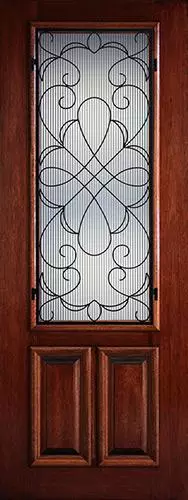 Hamilton 8'0" Tall 2/3 Lite Grille Mahogany Wood Door Slab #7542