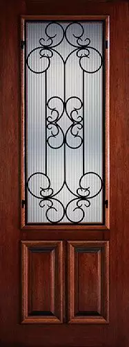 Hamilton 8'0" Tall 2/3 Lite Grille Mahogany Wood Door Slab #7543