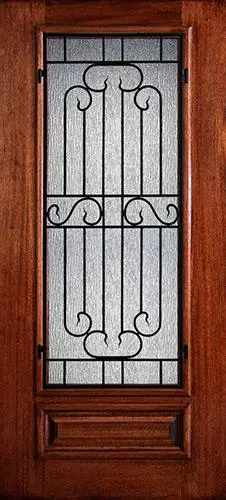 Hamilton 3/4 Lite Grille Mahogany Wood Door Slab #7452