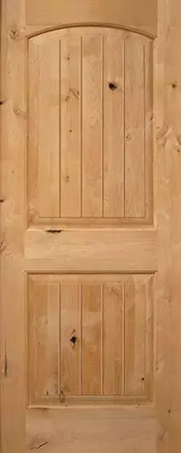 Exterior 6'8" 2-Panel Arch V-Groove Knotty Alder Wood Door Slab