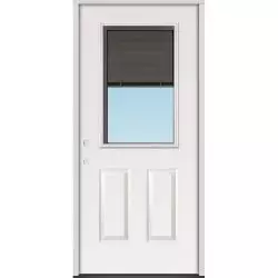 Slate Miniblind Half Lite Fiberglass Prehung Door Unit