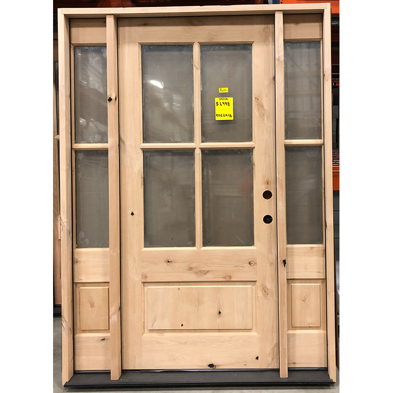 4-9 x 6-8 Knotty Alder Wood 4-Lites Door with Sidelites LH