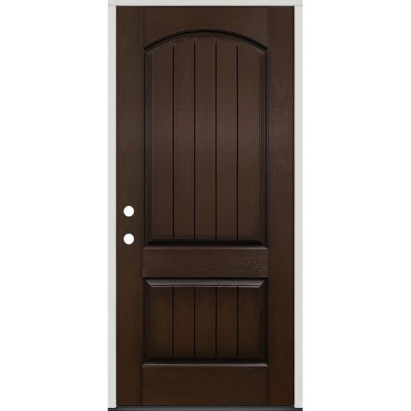 Rustic Pre-finished Espresso Fiberglass Prehung Door Unit - Door ...