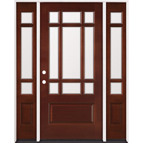 9-Lite Red Mahogany Prehung Wood Door Unit with Sidelites #M32 - Door ...